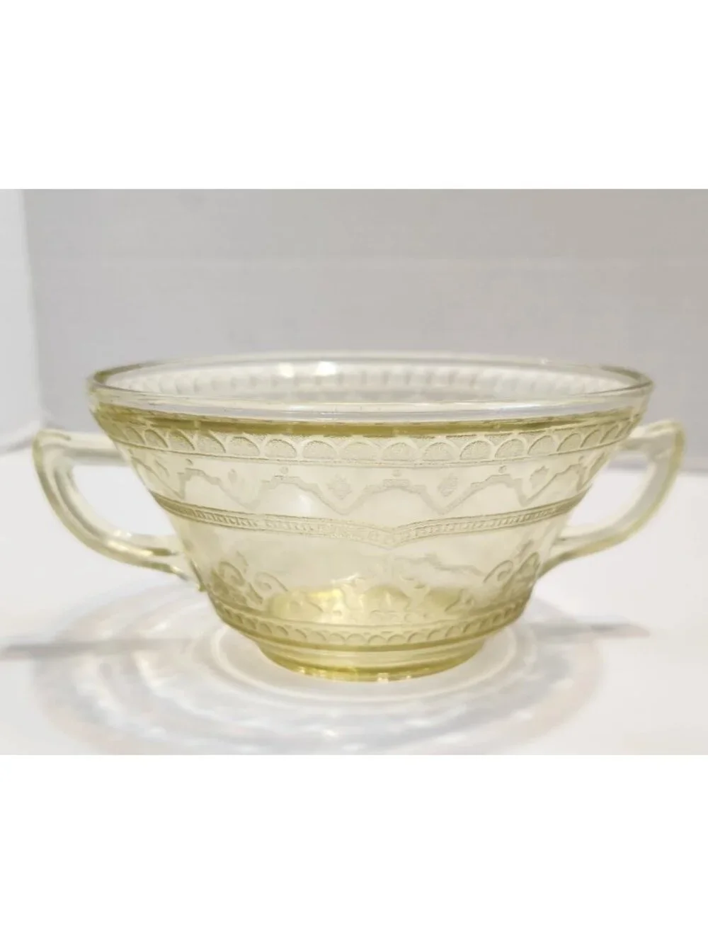 Federal Yellow/Amber Depression Glass Creamer & Open Sugar Set - Patrician  READ